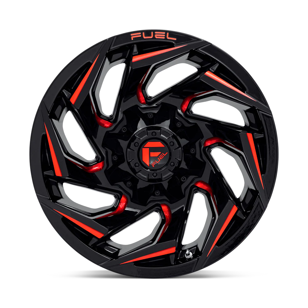 Llanta FUEL REACTION GLOSS BLACK RED MILLED 20X10 6x139.7 offset -18