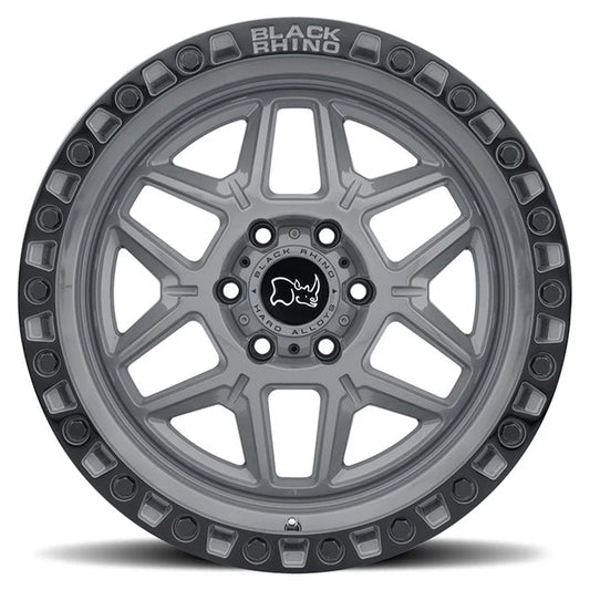 Llanta Black Rhino Kelso Battleship Gray with Black Lip 17x9.0 6x139.7 offset 0