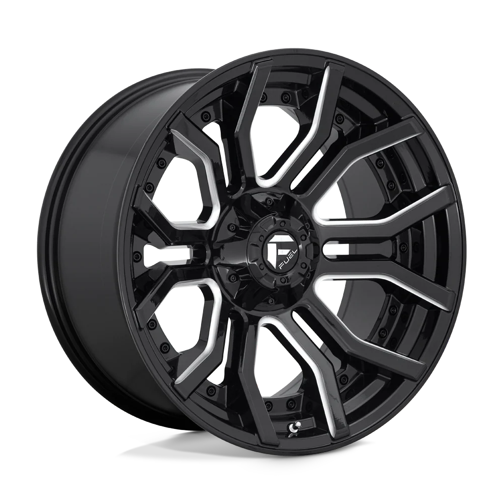 Llanta FUEL RAGE GLOSS BLACK MILLED 20X9 6x139.7 6x135 offset 1