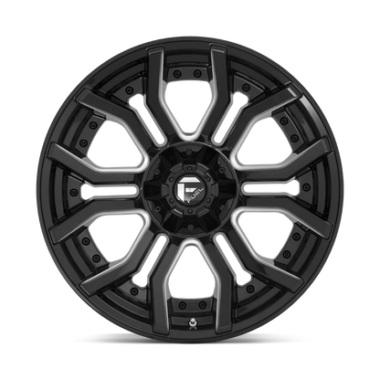 Llanta FUEL RAGE GLOSS BLACK MILLED 20X9 6x139.7 6x135 offset 1