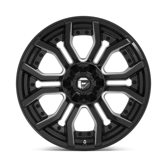 Llanta FUEL RAGE GLOSS BLACK MILLED 20X9 6x139.7 6x135 offset 1