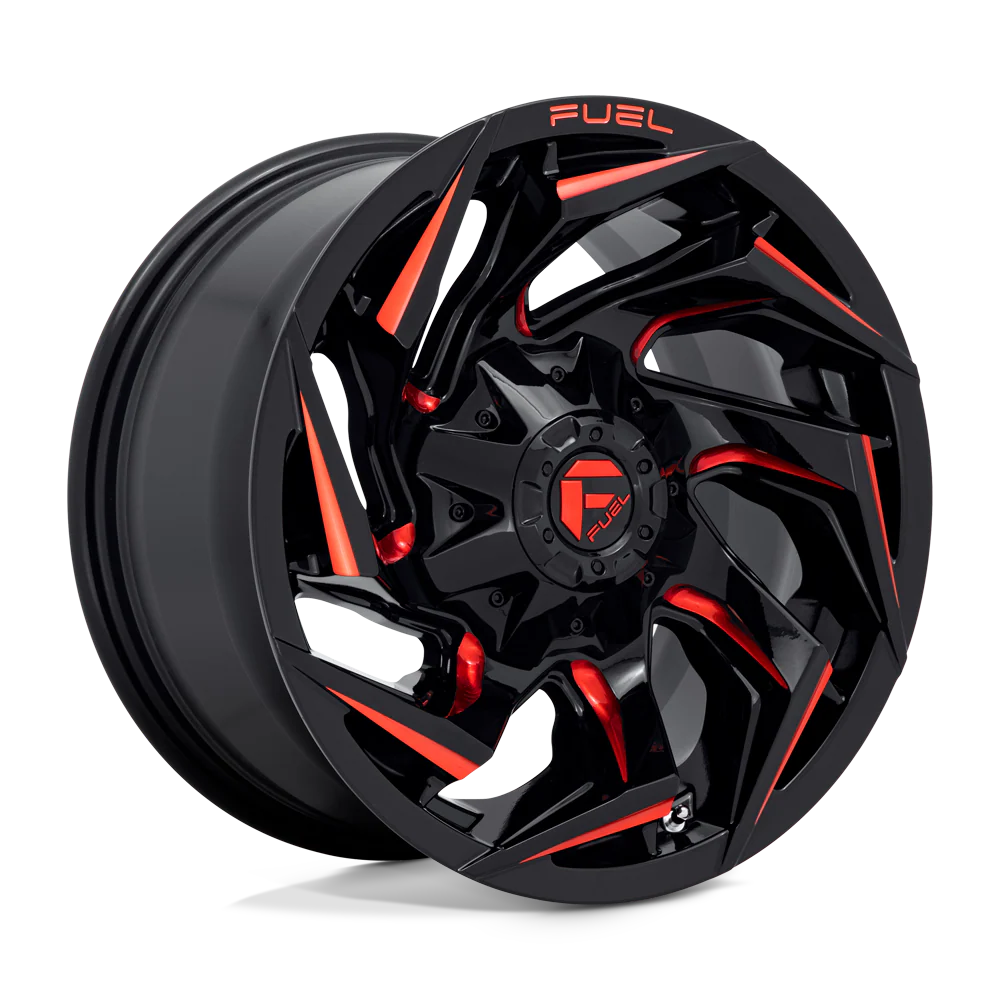 Llanta FUEL REACTION GLOSS BLACK RED MILLED 20X10 6x139.7 offset -18