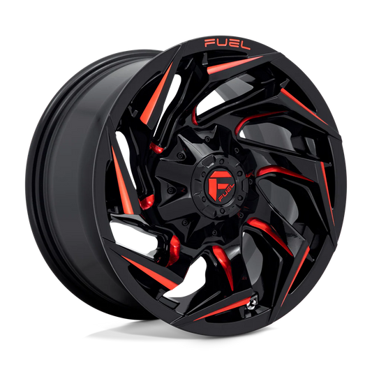 Llanta FUEL REACTION GLOSS BLACK RED MILLED 20X10 6x139.7 offset -18