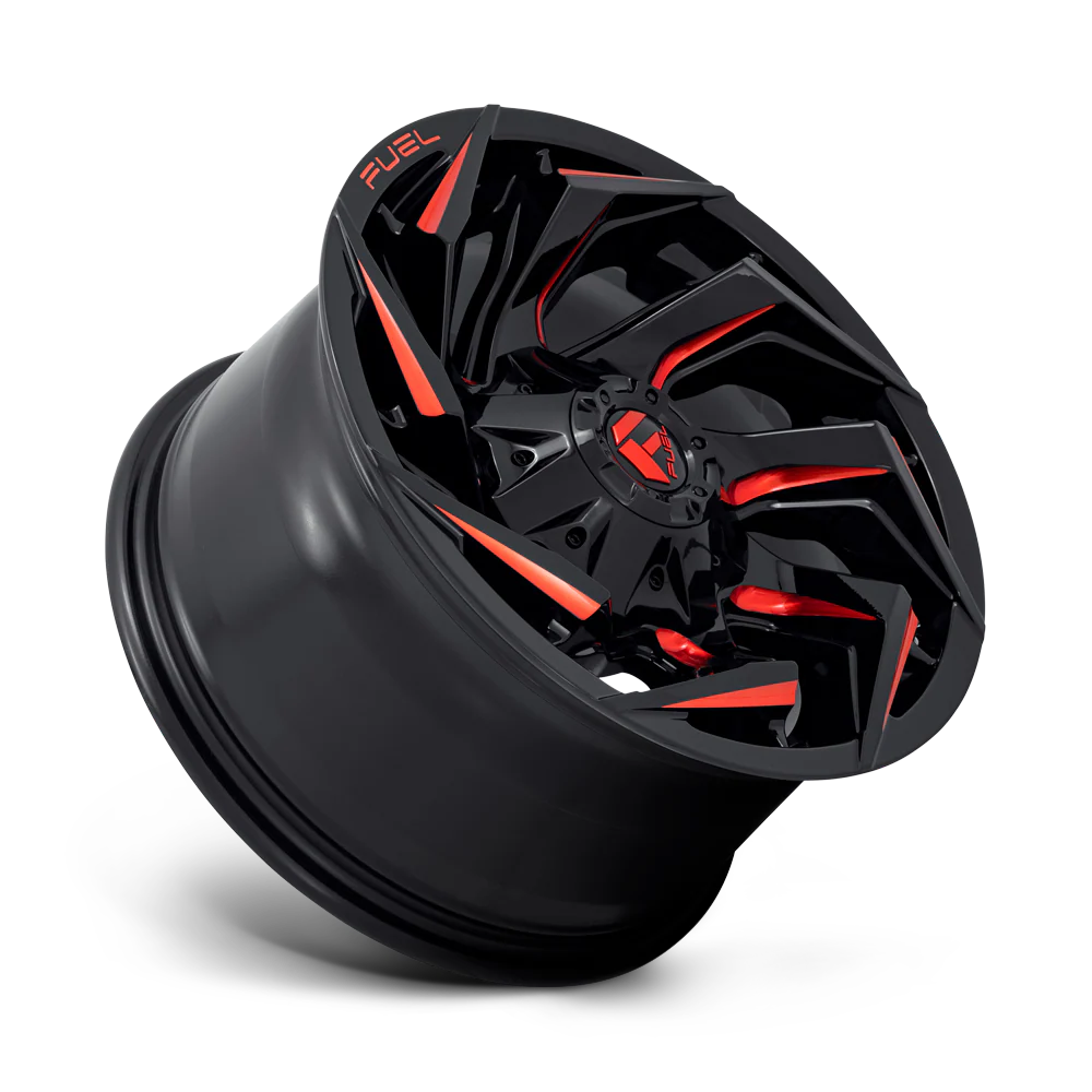 Llanta FUEL REACTION GLOSS BLACK RED MILLED 20X10 6x139.7 offset -18