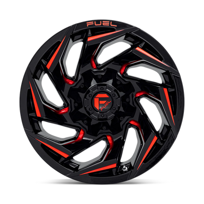 Llanta FUEL REACTION GLOSS BLACK RED MILLED 20X10 6x139.7 offset -18