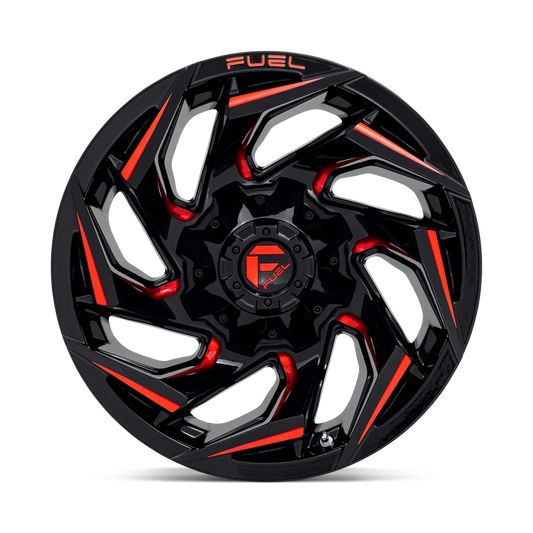 Llanta FUEL REACTION GLOSS BLACK RED MILLED 20X10 6x139.7 offset -18